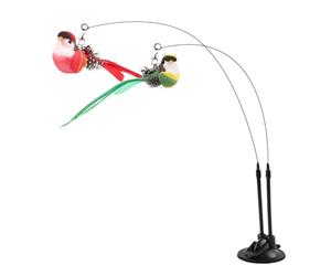 Bird Cat Teaser - Suction Cup Wand, Interactive Toy | Detachable Simulation Chirping Bird Teething Kitten Agility Training Weight Management Supply For 27.55 Inch String Length