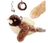 Bird Cat Toy, Flapping Wings Sparrow Simulation Toy, 7.87x5.12x2.76 Inches, Motion-Activated Stimulation, Realistic Action, Rechargeable Interactive Pet Plush for Hunting Exercise