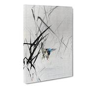 Bird Catching A Fish By Watanabe Seitei Asian Japanese Canvas Wall Art Print Ready to Hang, Framed Picture for Living Room Bedroom Home Office Décor, 24x16 Inch (60x40 cm)