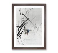 Bird Catching A Fish By Watanabe Seitei Asian Japanese Framed Print | A4 Walnut Framed Wall Art | Ready to Hang | Asian Animal Picture | Living Room Bedroom Lounge Office