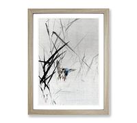 Bird Catching A Fish By Watanabe Seitei Asian Japanese Framed Wall Art Print, Ready to Hang Picture for Living Room Bedroom Home Office Décor, Oak A3 (34 x 46 cm)