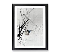 Bird Catching A Fish By Watanabe Seitei Asian Japanese Framed Wall Art Print, Ready to Hang Picture for Living Room Bedroom Home Office Décor, Black A4 (34 x 25 cm)