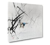 Bird Catching a Fish by Watanabe Seitei Canvas Print | Gallery Wrapped 30mm Frame Wall Art | 20x20 inches | Ready to Hang | Modern Animals Picture | Living Room Bedroom Lounge Office