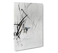 Bird Catching a Fish by Watanabe Seitei Canvas Print | Gallery Wrapped 30mm Frame Wall Art | 30x20 inches | Ready to Hang | Modern Animals Picture | Living Room Bedroom Lounge Office
