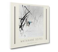 Bird Catching A Fish By Watanabe Seitei Exhibition Museum Asian Japanese Canvas Wall Art Print Ready to Hang, Framed Picture for Living Room Bedroom Home Office Décor, 14x14 Inch (35x35 cm)