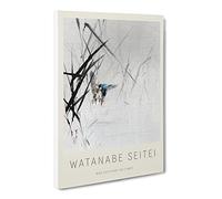 Bird Catching A Fish By Watanabe Seitei Exhibition Museum Asian Japanese Canvas Wall Art Print Ready to Hang, Framed Picture for Living Room Bedroom Home Office Décor, 30x20 Inch (76x50 cm)