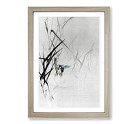 Bird Catching a Fish by Watanabe Seitei Framed Print | A2 Oak Framed Wall Art | Ready to Hang | Modern Animal Picture | Living Room Bedroom Lounge Office