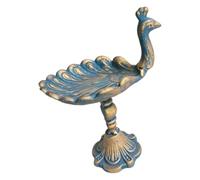 Bird Centerpiece Decor Holder, Vintage Cast Iron Blue Metallic Decorative Tray for Dining Table, Entryway, Patio Stand Bird Tray Antique Decor Courtyard Ornament Entryway Centerpiece Shelf Patio Blue