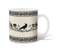 Bird Ceramic Coffee Mug, Vintage Elegant Rose Vine None Black Novelty Work Drinking Mugs with Handle Gift for Friendship Family Colleague Staff Sweetheart Teachers 15 Oz