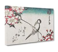 Bird & Cherry Blossom by Utagawa Hiroshige Canvas Print for Living Room Bedroom Home Office Décor, Wall Art Picture Ready to Hang, 30 x 20 Inch (76 x 50 cm)
