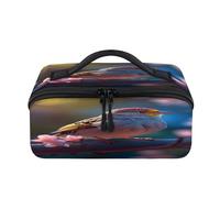 Bird Cherry Blossom Travel Makeup Bag Portable Waterproof Pouch Open Flat Toiletry Bags Toiletries Cosmetics Traveling Organizer for Women Men