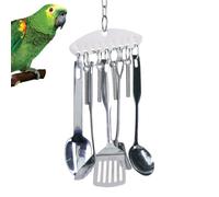 Bird Chew Ring - Rustproof Toy, Spoon-shaped Pendant, Hanging Entertainment in Cage, Beak Exercise and Mental Stimulation, Medium Toy | For Parakeets