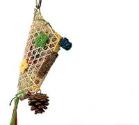Bird Chew & Shred Toy, Bamboo Web with Vibrant Paper Strips - Anxiety Relief & Boredom Relief Toy for Parakeets, Cockatiels, Lovebirds & Medium Pet Birds
