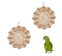 Bird Chew Toy, 2PCS Wooden Parrot Cage Bite Toys Resistant Pecking Parakeet Hanging Toy with Removable Oak Plugs for Macaws Cockatoos Budgie Supplies
