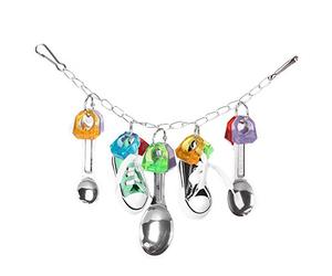 Bird Chew Toy, Metal Spoon Hanging Swing Mini Sneaker Parrot Cage Bite Toys for African Grey Cockatoo Budgies Parakeet Lovebird
