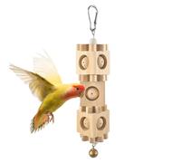 Bird Chew Toy - Multicoloured Birch Parts, Exercise for Parrot Beak, Captivating Musical Chime, Stimulating Activity for Mental Health, Vibrant Swing Arm