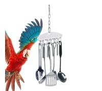 Bird Chew Toy - Stainless Steel, As Shown Parrot Chew Ring Durable Interactive | Hanging Bell Play Toy For Beak Exercise And Enrichment, Bird Cage For Parrots, Cockatiels, Dad