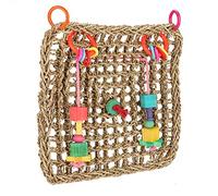 Bird Chew Toy, Toys L Seagrass Exercise Entertainment Hanging Climbing Net Swing Rope Mat Cage Accessories for Budgies Parakeet Macaw Let