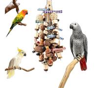 Bird Chew Toy - Wooden Parrot Cage Toy | Natural Hanging Foraging Toys | Wood & Rattan Chew Design, Hanging Enrichment Activity, Supports Beak Conditioning, 53cm Large Size, Durable Natural Materia