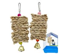 Bird Chew Toys, 2 Piece Corn Husk, Interactive Toys, 6-Inch Small Bird Toy with Natural Fiber Texture, Handmade Parrot Chewing Toy for Conure, Chicken, Indoor, Outdoor Garden Playground