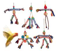 Bird Chew Toys, 5-Pack Parrot Cage Toy Set, Colorful Cotton Rope Playset, Shredding Activity for Boredom Relief, Fun and Engaging Toy for Cockatiels, Cockatoos, and Macaws
