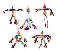 Bird Chew Toys, 5 x Parrot Cage Playset, Colourful Cotton Rope, Shredding Activity, Boredom Relief, Ideal for Cockatiels, Cockatoos, Macaws, Interactive Feathered Pet Accessories