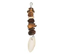Bird Chew Toys for Parrots, Natural Cuttlefish Bone and Nuts, Keeps Pets Busy, 28cm Long