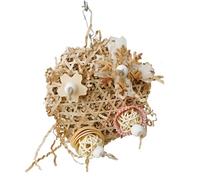 Bird Chew Toys - Handmade Woven Cage Ornaments, Interactive Supplies | Durable Natural Material Promoting Beak Exercise And Mental Stimulation, Metal Hook Included For Easy Hanging,