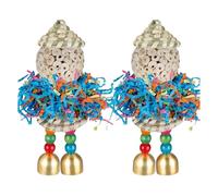 Bird Chew Toys Set - 2 Pieces Palm Leaf Material Hanging Bite Resistant Toy Funny Crushable Ball Interactive Training Accessory for lor