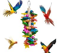 Bird Chewing Toy, Parrot Chew Toy - Chewing Natural Wood Hanging Monkey Toy Chewable - Decorative Multifunctional Cage Pendant, Relax Toy with Metal Hook for Macaw