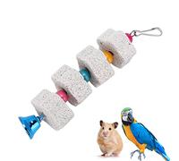 Bird Chewing Toys, Mineral Stone Beak Grinding for Parrots and Hamsters, Parakeet Chew Toys with Bell for Small Animals, Promotes Tooth Health for Birds