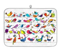 Bird Chicken Music Notes Microfibre Dish Drying Mat Animal Bird Absorbent Dish Drying Drainers Mats for Kitchen Spoon Glass Plate 40.6 x 45.7 cm