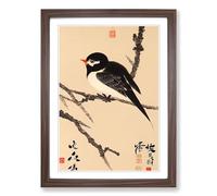 Bird Chinese Painting Framed Print | A2 Walnut Framed Wall Art | Ready to Hang | Modern Historical Picture | Living Room Bedroom Lounge Office