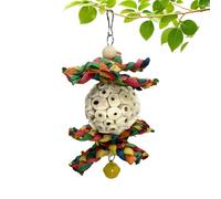 Bird Chopping Toy - Wooden Thimble Shredder with Hanging Bell, Stimulating Interactive Toy for Ornamental Birds, Safe Beak Exercise Accessories, Entertainment and Mental Stimu