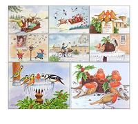 Bird Christmas Card Pack containing 8 Assorted Cartoon Cards and envelopes by David Thelwell