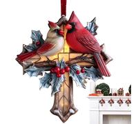 Bird Christmas Tree Ornaments,Cross And Red Bird Christmas Tree Decorations,Handcrafted Acrylic DIY Hanging Craft Collectibles For Xmas Trees Home Party Party giftss