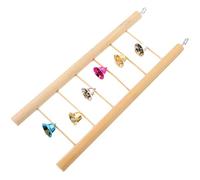 Bird Climbing Step Ladder Toy for Parrots, Wooden Cage Steps | Bells Included, Beige Rustic Finish, for Conures and Mini-macaws, Climbing Training and Exploration