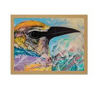 Bird Colorful Graffiti Painting Sketch Large Light Oak Framed Art Print Wall Poster 18x24 inch