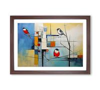 Bird Constructivism Framed Print | A2 Walnut Framed Wall Art | Ready to Hang | Modern Historical Picture | Living Room Bedroom Lounge Office