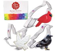 Bird Cookie Cutters 3-Pc Set Made in the USA by Ann Clark, Dove, Cardinal, and Crow