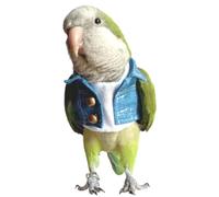 Bird Costume Bird Diaper Flight Suit Bird Jeans Fake Two Pieces Bird Clothes Cosplay Photo Prop for Parrots Lovebird Parakeet Cockatiel Small Animals Apparel (Without Diaper,Green Quaker)