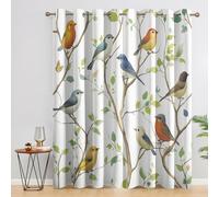 Bird Curtains, Bird on a Branch Blackout Curtains for Bedroom Living Room, 90 Inch Drop Drapes, Eyelet Thermal Curtains, Window Treatments, 2 Panels