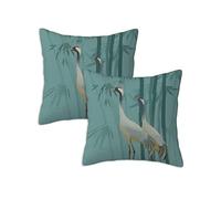 Bird Cushion Covers 85 x 85 cm Outdoor Cushions Bamboo, Set of 2 Linen Waterproof Throw Pillow Covers, Square Throw Pillows for Patio Balcony Couch Sofa Living Room Garden Decorative, Gifts Z-927