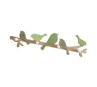 Bird Decor Wooden Wall Hook Row, Nature Style for Entryway Organisation | Natural Wood Finish, Smooth Surface, Multi-item Storage for Umbrellas and Aprons, Suitable for Nursery Decor or Office