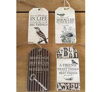 Bird Deisgn Cream Wooden Gift Tag Decoration (Enjoy The Little Things in Life)