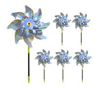 Bird Deterrent, 6PCS Reflective Bird Repellent Windmill Pigeon Deterrent with Stakes Garden Pinwheel Sparkly Wind Spinner for Scare Birds Animal Away