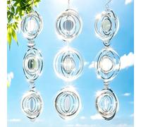 Bird Deterrents for Outside, 9PCS 3D Wind Spinners Outdoor Garden Decor, Bird Reflectors to Keep Birds, Woodpeckers, Pigeons Away from House, Outdoor Garden, Patio and Yard (9pcs-Round)