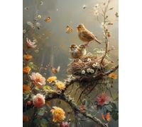 Bird Diamond Art Kits Adults, 5D Diamond Painting Flower, DIY Full Drill Cross Stitch Embroidery Crystal Art Kits, Crafts for Adults, Paintings for Home Wall Decor, Gifts for Women 12x16in J-1684
