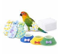 Bird Diaper Kit for Indoor Birds, Reusable Bird Diapers with Soft Neck Collars and Disposable Pads for Daily Care(Xs)
