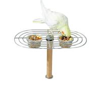 Bird Dishes for Cage, Parrot Feeding Perch, Hangable Bird Clear Bowls Play Stand for Budgies Parakeets Cockatiels African Greys Finches Conures Macaws Garden Deck Patio Balcony